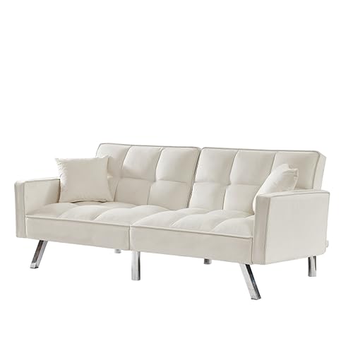 Samt Sofa Couch Bett mit Armlehnen und 2 Kissen für Wohnzimmer und Schlafzimmer Samt Sofa Couch Bett mit Armlehnen und 2 Kissen für Wohnzimmer und Schlafzimmer von KLAJHHSSSSSSSSS