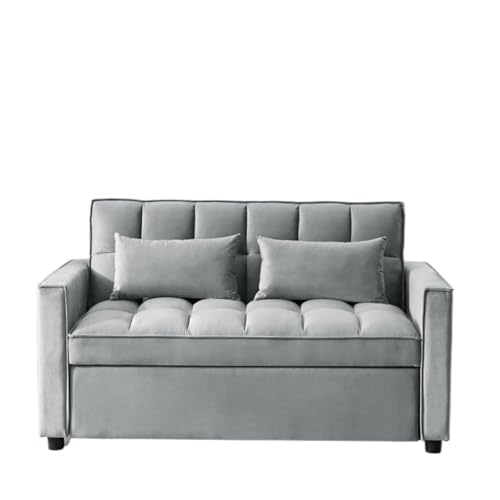 Samt umwandelbarer Loveseat mit verstellbarer Rückenlehne mit Ausziehbett und 2 Lendenkissen von KLAJHHSSSSSSSSS