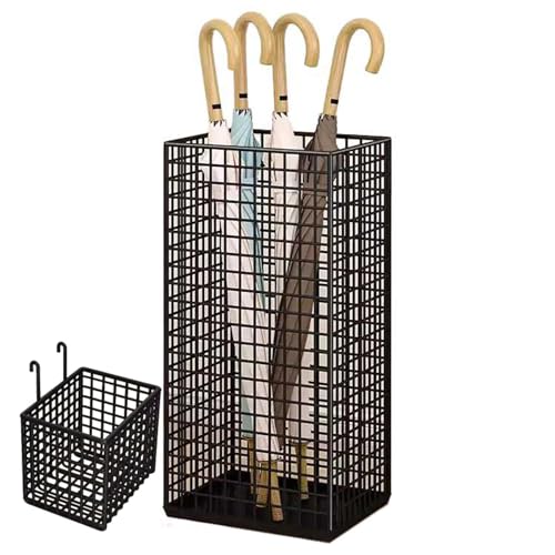 Schirmhalter aus Metall für den Eingangsbereich, freistehender Regenschirm-Organizer, quadratischer Schirmständer, Gehstock-Halter, durchbrochenes Design, für Eingangsbereich und Wohnzimmer (B) von KLAJHHSSSSSSSSS