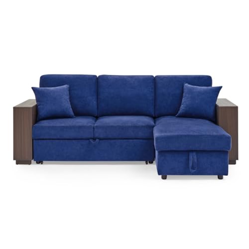 Sektionalsofa mit ausziehbarem Bett, 2-Sitzer-Sofa und wendbarem Chaiselon mit Stauraum, MDF-Armlehne von KLAJHHSSSSSSSSS