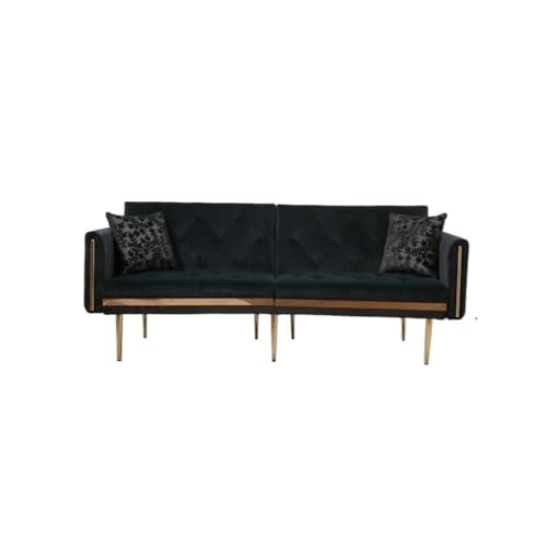 Sofa aus schwarzem Samt, Schlafsofa Drei Sofas mit, zwei Samtkissen und sieben Beinen sind stabiler. von KLAJHHSSSSSSSSS