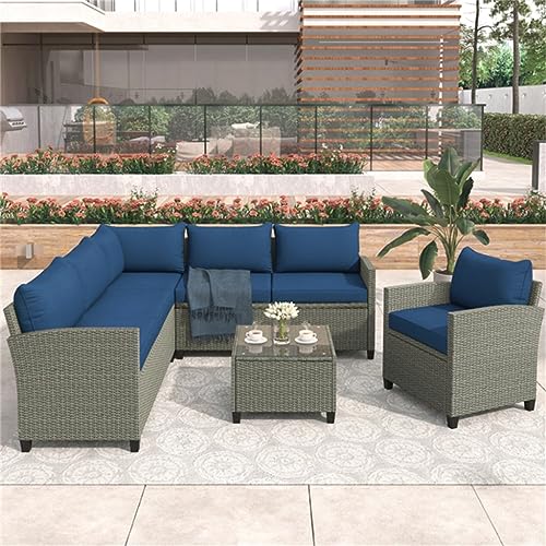 Terrassenmöbel-Set, 5-teiliges Outdoor-Gesprächsset, mit Couchtisch, Kissen und Einzelstuhl (Farbe: D, Größe: wie abgebildet) (E wie abgebildet) von KLAJHHSSSSSSSSS
