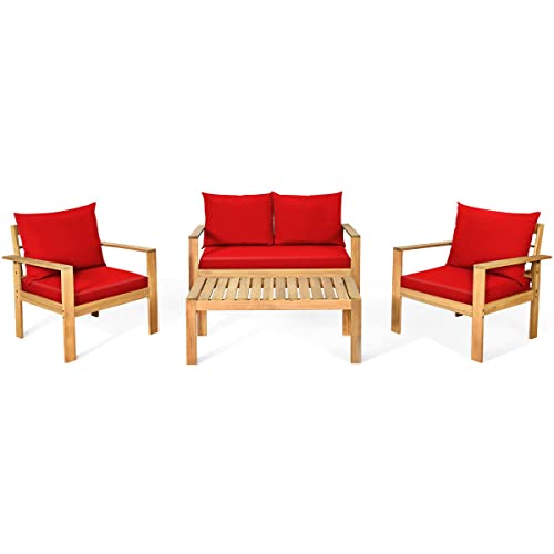 Terrassenmöbel-Set, Akazienholz, dickes Kissen, Loveseat, Sofa, rot, verbringen Sie Zeit mit Ihrer Familie auf dem 4–8 Personen-Set Terrassenmöbel-Set, Akazienholz, dickes Kissen, Loveseat, Sofa, rot, verbringen Sie Zeit mit Ihrer Familie auf dem 4–8 Personen-Set von KLAJHHSSSSSSSSS