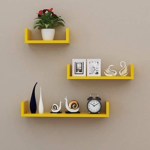 Wandregal Deko Bücherregal Schlafzimmer Wohnzimmer Mehrschichtig Wandregal 3er Set Rosa (Gelb) von KLAJHHSSSSSSSSS