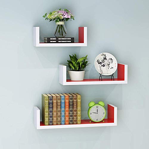 Wandregal Wohnzimmer Schlafzimmer Multiregal Wandmontierter dekorativer Blumenständer (groß, mittel und klein, 3-teiliges Set)/Lila (innen rot) von KLAJHHSSSSSSSSS
