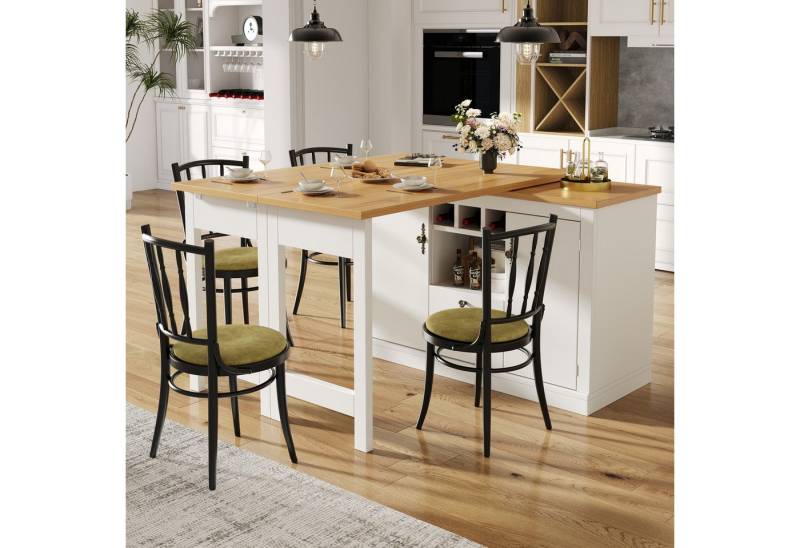 KLAM HOME Bartisch Hochwertiger Ausziehbarer Bartisch mit 360° Drehfunktion und Stauraum (schwarzer ausziehbarer Design-Stehtisch), Längenverstellbar von 120-180cm, Wohnzimmer, Esszimmer, Homeoffice von KLAM HOME