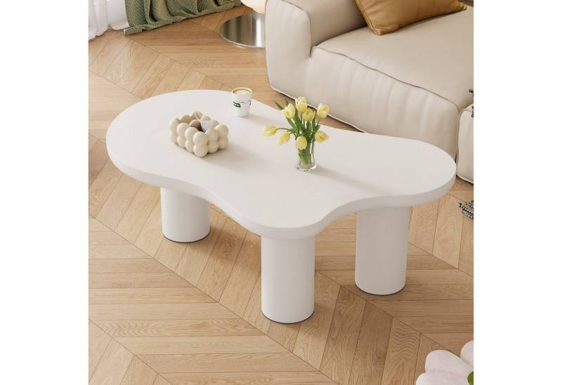 KLAM HOME Couchtisch Unregelmäßiger Couchtisch in Wolkenform,107*66*40.5 cm(L*B*H) (MDF-Tischplatte und PVC-Beine, mit Filzunterlage), Couchtisch in Wolkenform - Modernes Design für Ihr Wohnzimmer von KLAM HOME