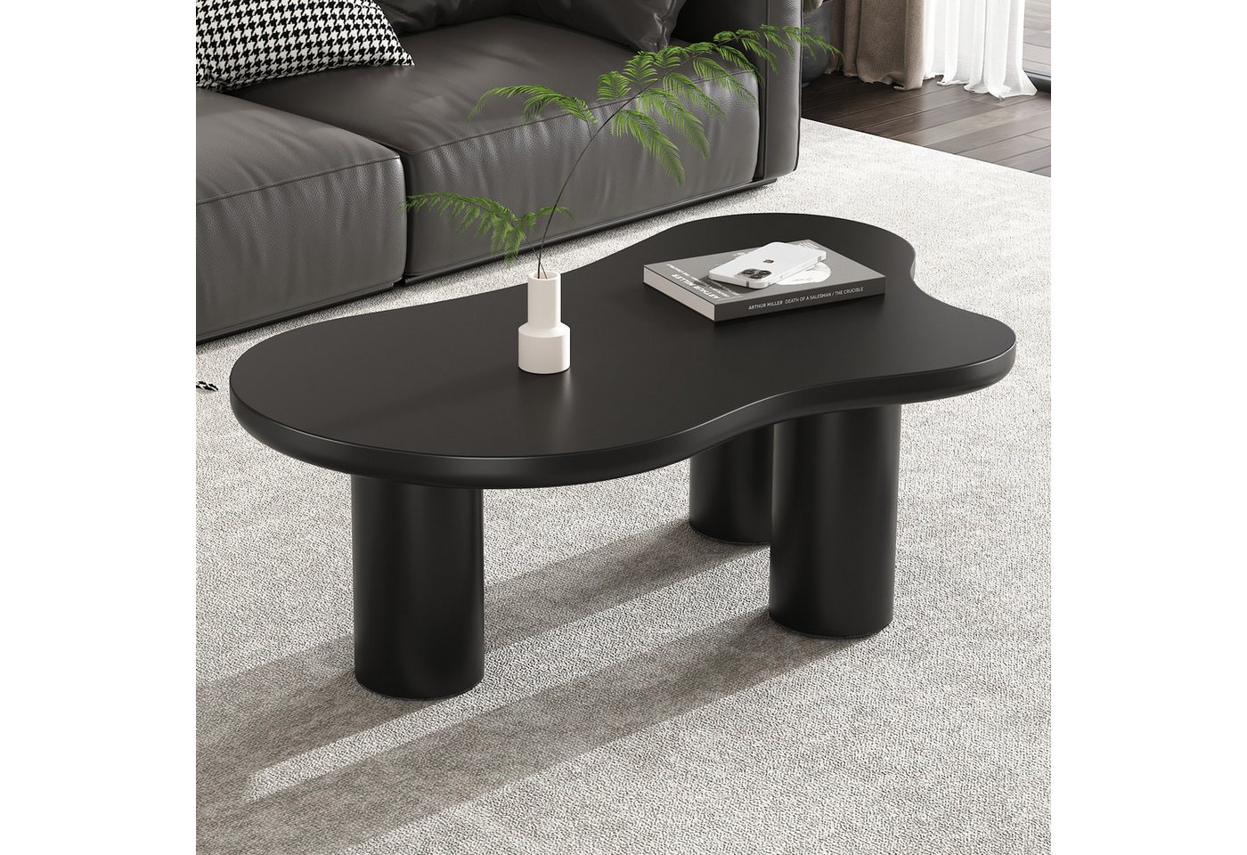 KLAM HOME Couchtisch Unregelmäßiger Couchtisch in Wolkenform,107*66*40.5 cm(L*B*H) (MDF-Tischplatte und PVC-Beine, mit Filzunterlage), Couchtisch in Wolkenform - Modernes Design für Ihr Wohnzimmer von KLAM HOME