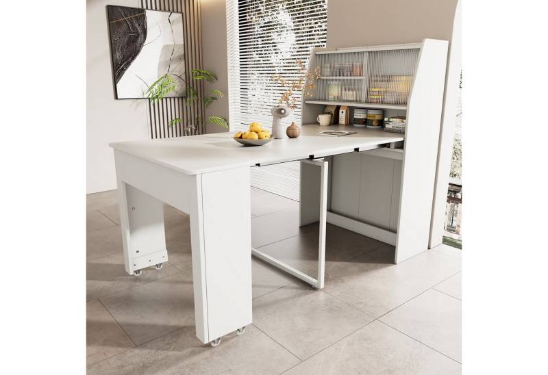 KLAM HOME Esstisch Ausziehbarer 52–132,5 cm großer Küchentisch mit Stauraum-Sideboard (1 Multifunktionaler klappbarer Esstisch), Klappbarer Esstisch Couchtisch multifunktionaler Esstisch von KLAM HOME