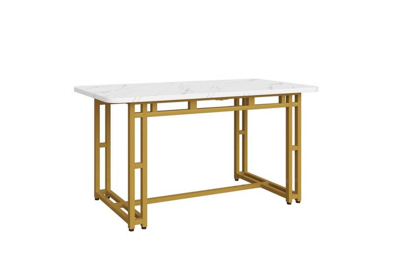 KLAM HOME Esstisch Freizeittisch moderner Küchentisch 120x70cm Metallrahmen Metallbeine (1 Tisch), Tischplatte mit Marmormuster von KLAM HOME