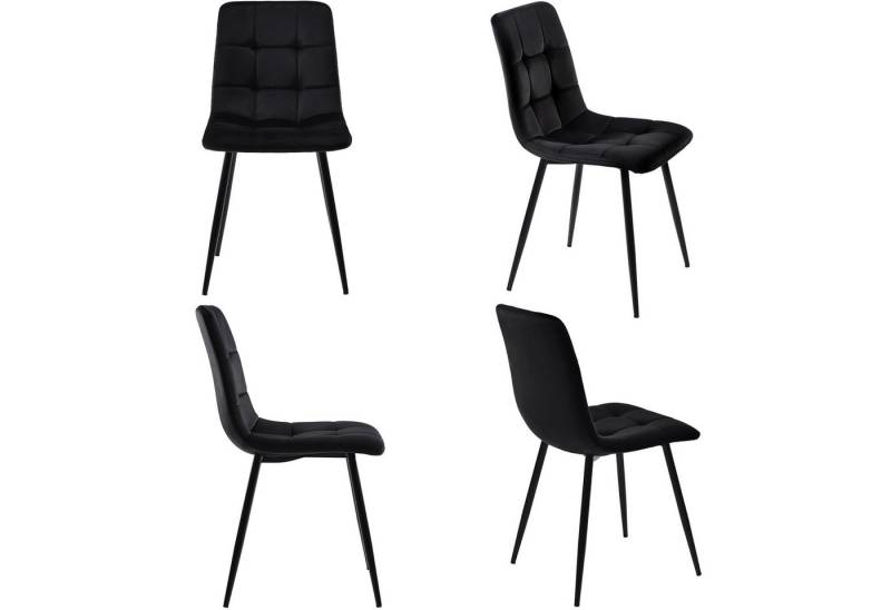 KLAM HOME Esszimmer-Set Esszimmerstuhl Set aus 4 gepolsterten Stühlen mit Rückenlehne Samt, (4-St), Metallrahmen Tischbeine mit Bodenschutz-Pads von KLAM HOME