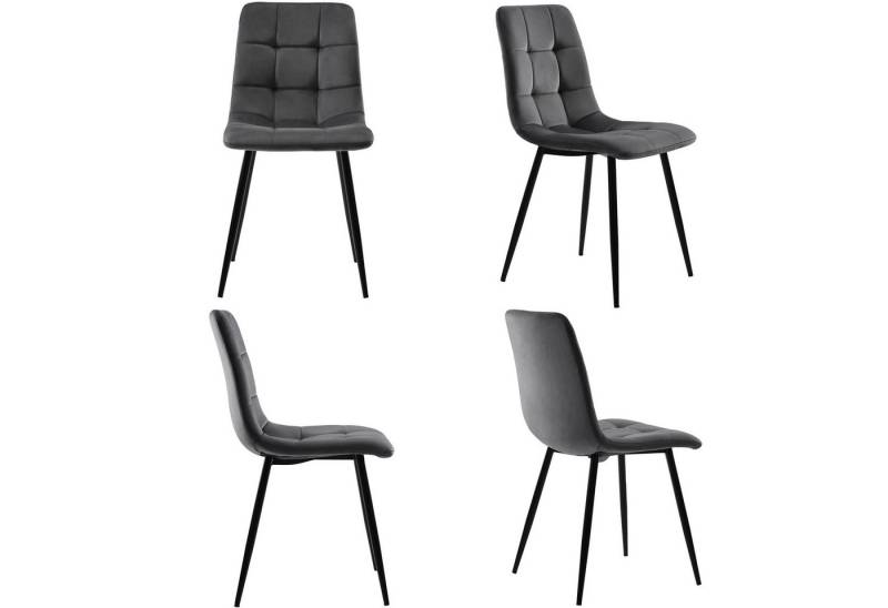 KLAM HOME Esszimmer-Set Esszimmerstuhl Set aus 4 gepolsterten Stühlen mit Rückenlehne Samt, (4-St), Metallrahmen Tischbeine mit Bodenschutz-Pads von KLAM HOME