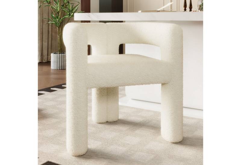 KLAM HOME Esszimmerstuhl Ergonomischer Sessel mit Premium Teddy Flor mit Armlehne (Teddy Flor Stühle/Esszimmerstühle 1er Set, 1 St), Wohnzimmer Küche Sessel 1-Stück/Satz Freizeitstühle von KLAM HOME