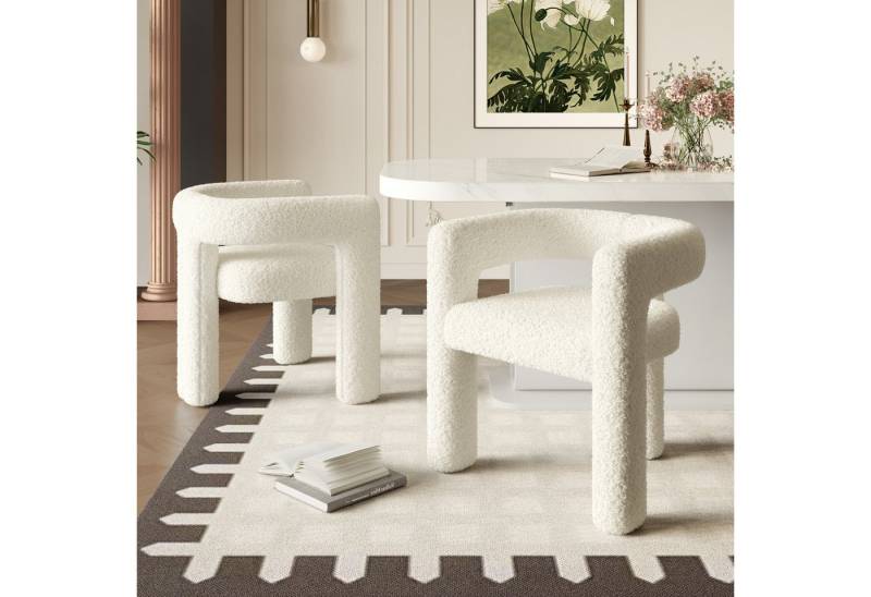KLAM HOME Esszimmerstuhl Ergonomischer Sessel mit Premium Teddy Flor mit Armlehne (Teddy Flor Stühle/Esszimmerstühle 1er Set, 1 St), Wohnzimmer Küche Sessel 1-Stück/Satz Freizeitstühle von KLAM HOME