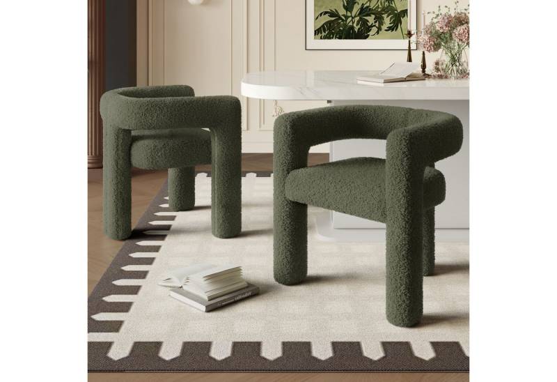 KLAM HOME Esszimmerstuhl Ergonomischer Sessel mit Premium Teddy Flor mit Armlehne (Teddy Flor Stühle/Esszimmerstühle 1er Set, 1 St), Wohnzimmer Küche Sessel 1-Stück/Satz Freizeitstühle von KLAM HOME