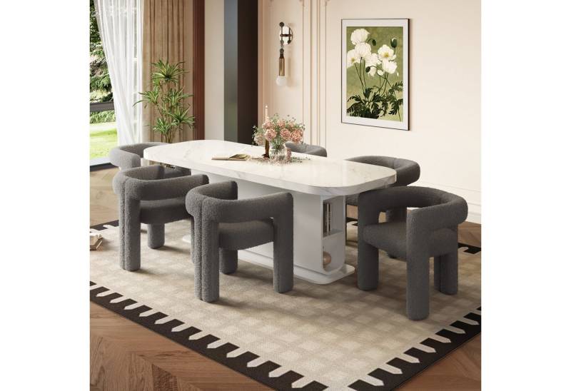 KLAM HOME Esszimmerstuhl Ergonomischer Sessel mit Premium Teddy Flor mit Armlehne (Teddy Flor Stühle/Esszimmerstühle 1er Set, 1 St), Wohnzimmer Küche Sessel 1-Stück/Satz Freizeitstühle von KLAM HOME