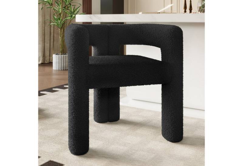 KLAM HOME Esszimmerstuhl Ergonomischer Sessel mit Premium Teddy Flor mit Armlehne (Teddy Flor Stühle/Esszimmerstühle 1er Set, 1 St), Wohnzimmer Küche Sessel 1-Stück/Satz Freizeitstühle von KLAM HOME