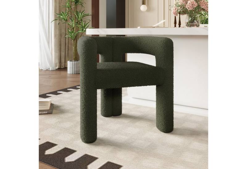KLAM HOME Esszimmerstuhl Ergonomischer Sessel mit Premium Teddy Flor mit Armlehne (Teddy Flor Stühle/Esszimmerstühle 1er Set, 1 St), Wohnzimmer Küche Sessel 1-Stück/Satz Freizeitstühle von KLAM HOME