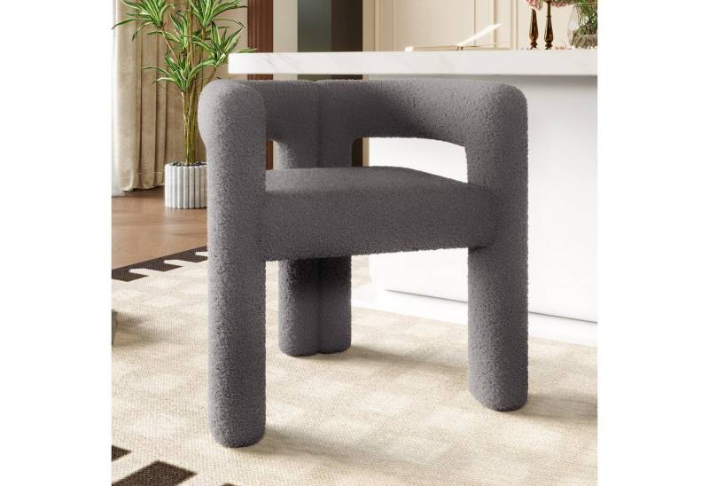 KLAM HOME Esszimmerstuhl Ergonomischer Sessel mit Premium Teddy Flor mit Armlehne (Teddy Flor Stühle/Esszimmerstühle 1er Set, 1 St), Wohnzimmer Küche Sessel 1-Stück/Satz Freizeitstühle von KLAM HOME