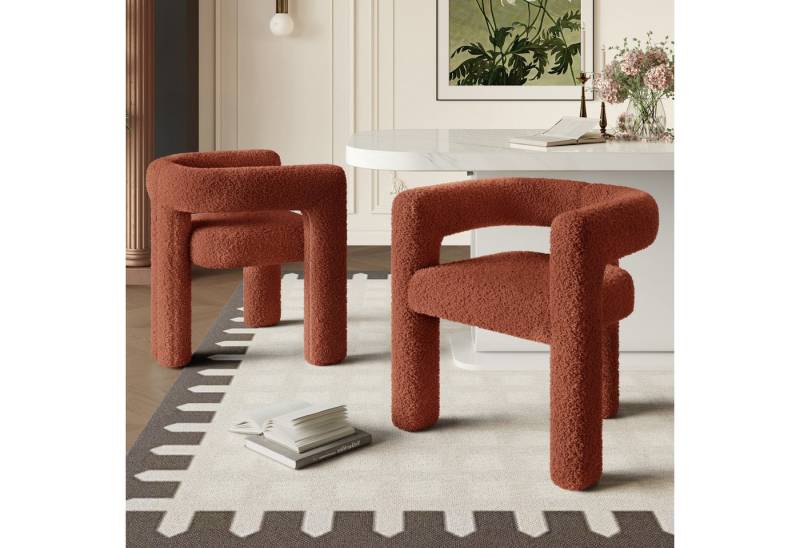 KLAM HOME Esszimmerstuhl Ergonomischer Sessel mit Premium Teddy Flor mit Armlehne (Teddy Flor Stühle/Esszimmerstühle 1er Set, 1 St), Wohnzimmer Küche Sessel 1-Stück/Satz Freizeitstühle von KLAM HOME