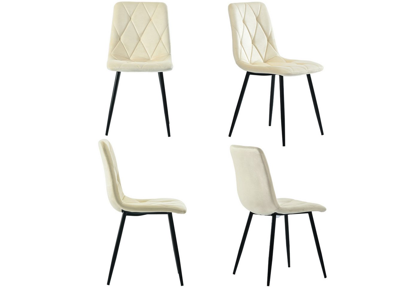 KLAM HOME Esszimmerstuhl Esszimmerstühle Stühle Twill Esszimmerstühle Metallrahmen Sitze (Samtstoff, 4 St), für 1-4 Personen,für Esszimmer, Küche und Wohnzimmer von KLAM HOME