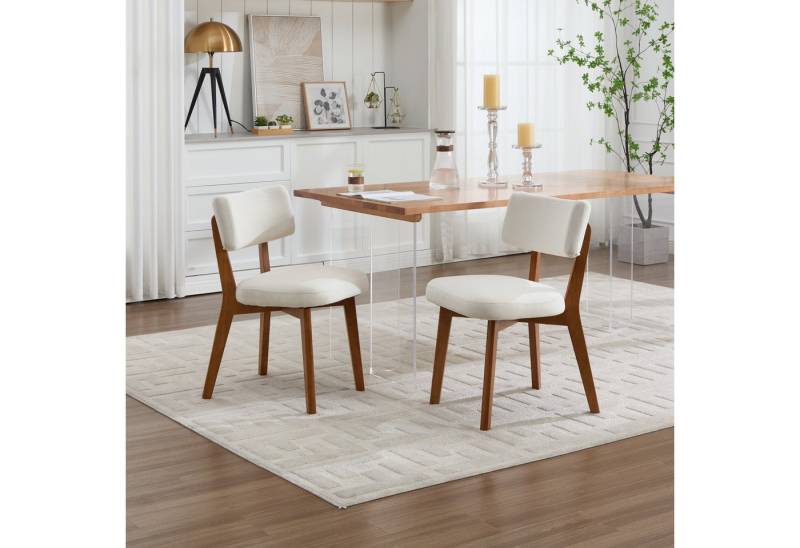 KLAM HOME Esszimmerstuhl Moderne Mid-Century-Stil Esszimmerstuhl Satz von 2, Massivholz Beine Stoff gepolsterten Sitz für Küche,Esszimmer oder Büro von KLAM HOME