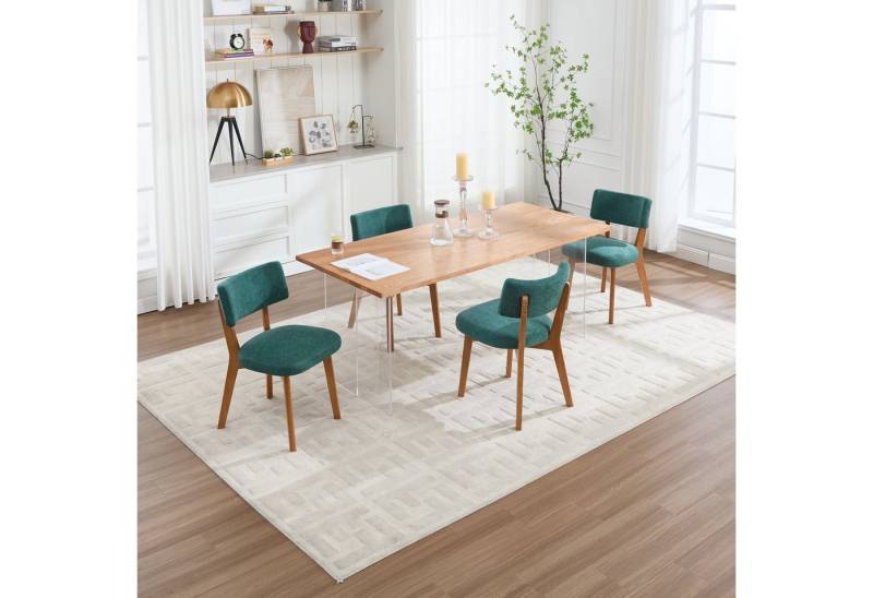 KLAM HOME Esszimmerstuhl Moderne Mid-Century-Stil Esszimmerstuhl Satz von 2, Massivholz Beine Stoff gepolsterten Sitz für Küche,Esszimmer oder Büro von KLAM HOME