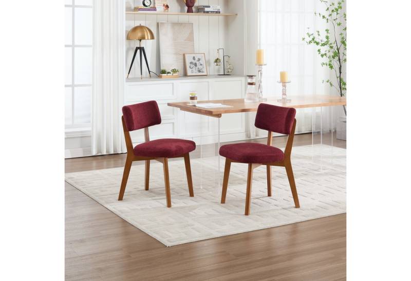 KLAM HOME Esszimmerstuhl Moderne Mid-Century-Stil Esszimmerstuhl Satz von 2, Massivholz Beine Stoff gepolsterten Sitz für Küche,Esszimmer oder Büro von KLAM HOME