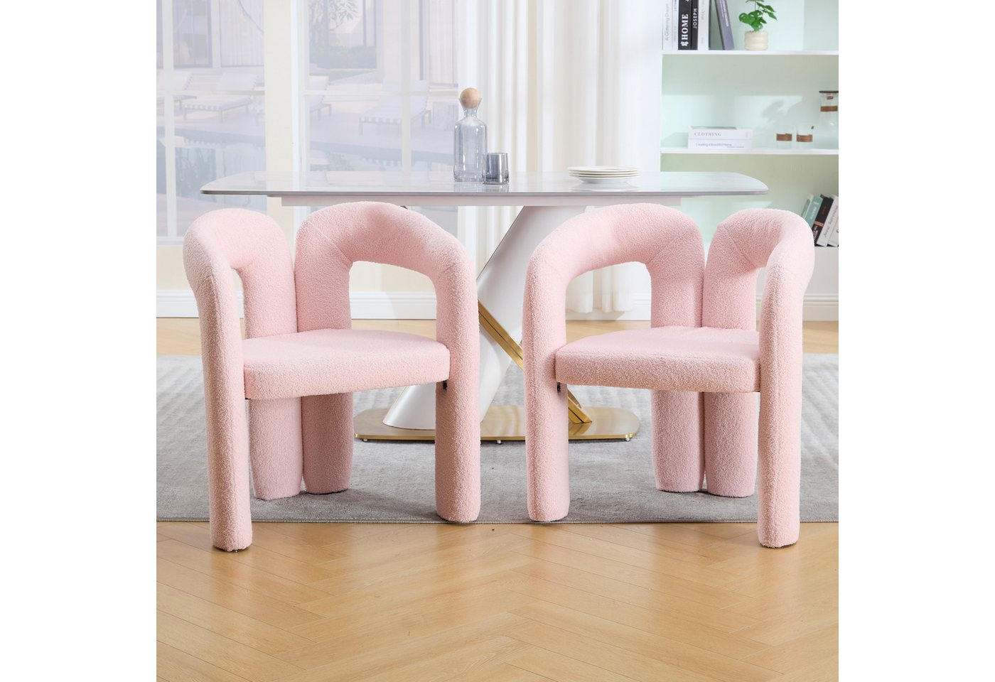 KLAM HOME Esszimmerstuhl Premium Ergonomie-Sessel mit Teddy-Flor mit Armlehne, 2 er Set, 2 St (Einzigartiges Design & optimale Rückenstütze), Wohnzimmer Küche Sessel, Perfekt für Wohnzimmer & Homeoffice von KLAM HOME