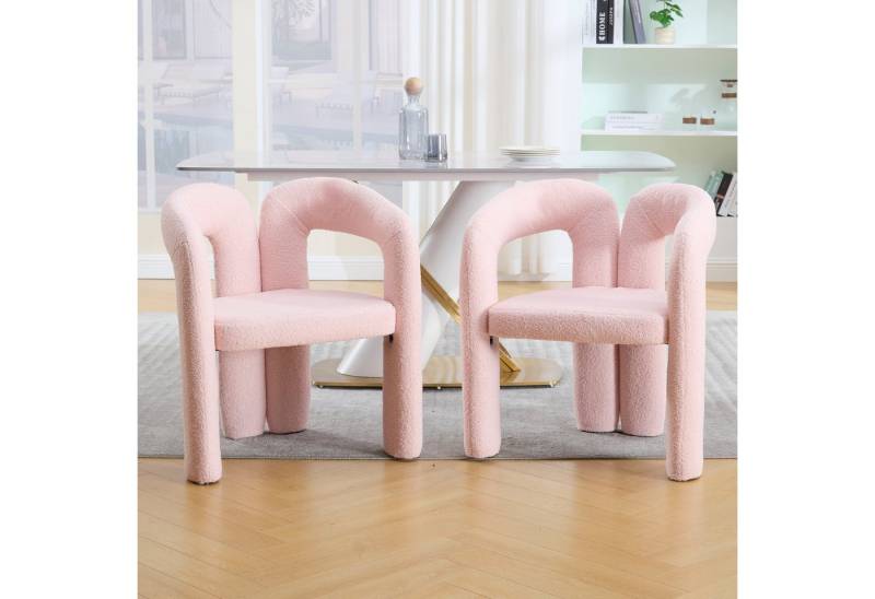 KLAM HOME Esszimmerstuhl Premium Ergonomie-Sessel mit Teddy-Flor mit Armlehne, 2 er Set, 2 St (Einzigartiges Design & optimale Rückenstütze), Wohnzimmer Küche Sessel, Perfekt für Wohnzimmer & Homeoffice von KLAM HOME