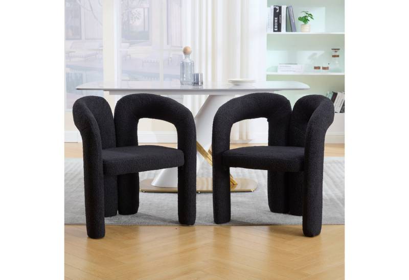 KLAM HOME Esszimmerstuhl Premium Ergonomie-Sessel mit Teddy-Flor mit Armlehne, 2 er Set, 2 St (Einzigartiges Design & optimale Rückenstütze), Wohnzimmer Küche Sessel, Perfekt für Wohnzimmer & Homeoffice von KLAM HOME