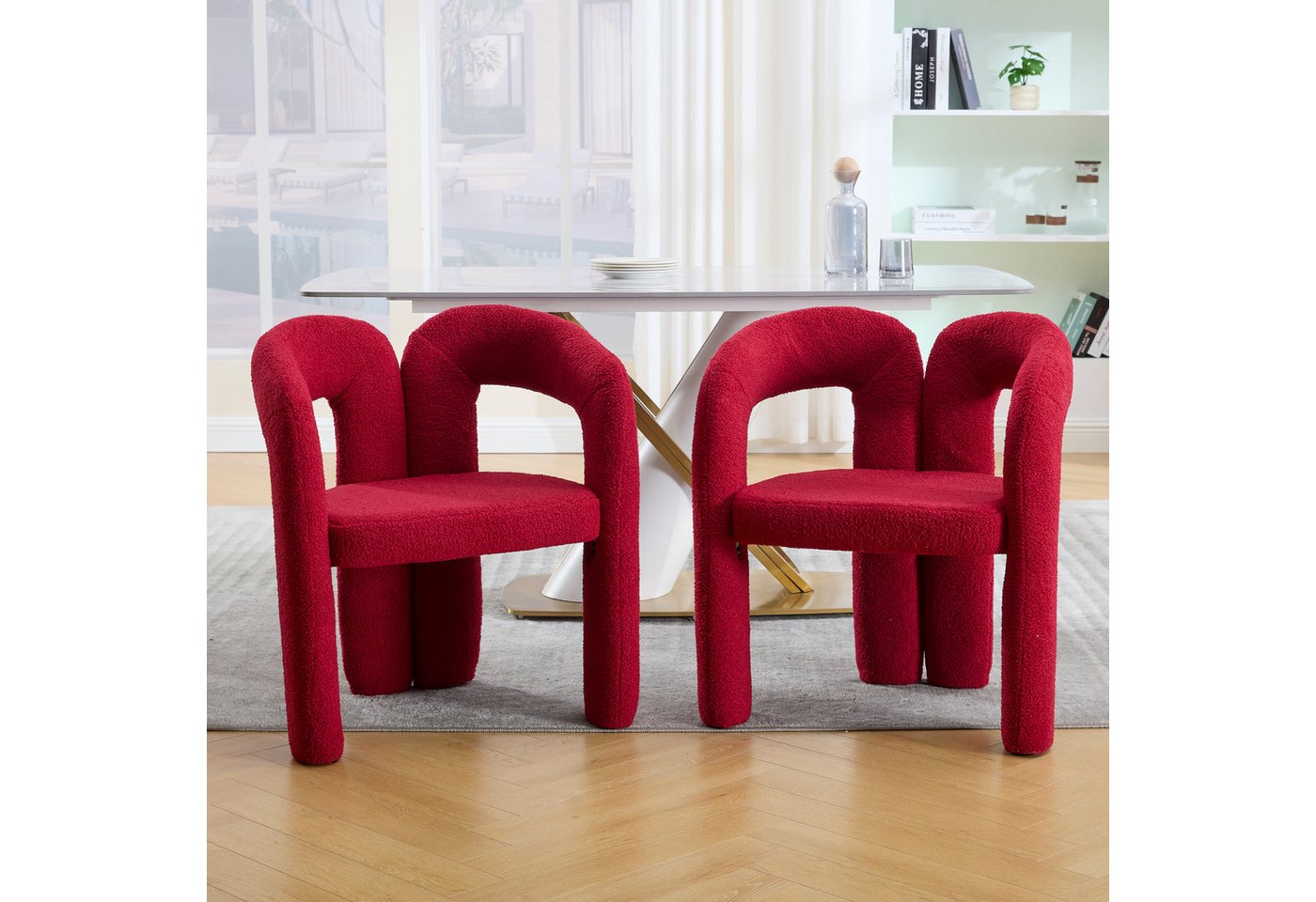 KLAM HOME Esszimmerstuhl Premium Ergonomie-Sessel mit Teddy-Flor mit Armlehne, 2 er Set, 2 St (Einzigartiges Design & optimale Rückenstütze), Wohnzimmer Küche Sessel, Perfekt für Wohnzimmer & Homeoffice von KLAM HOME