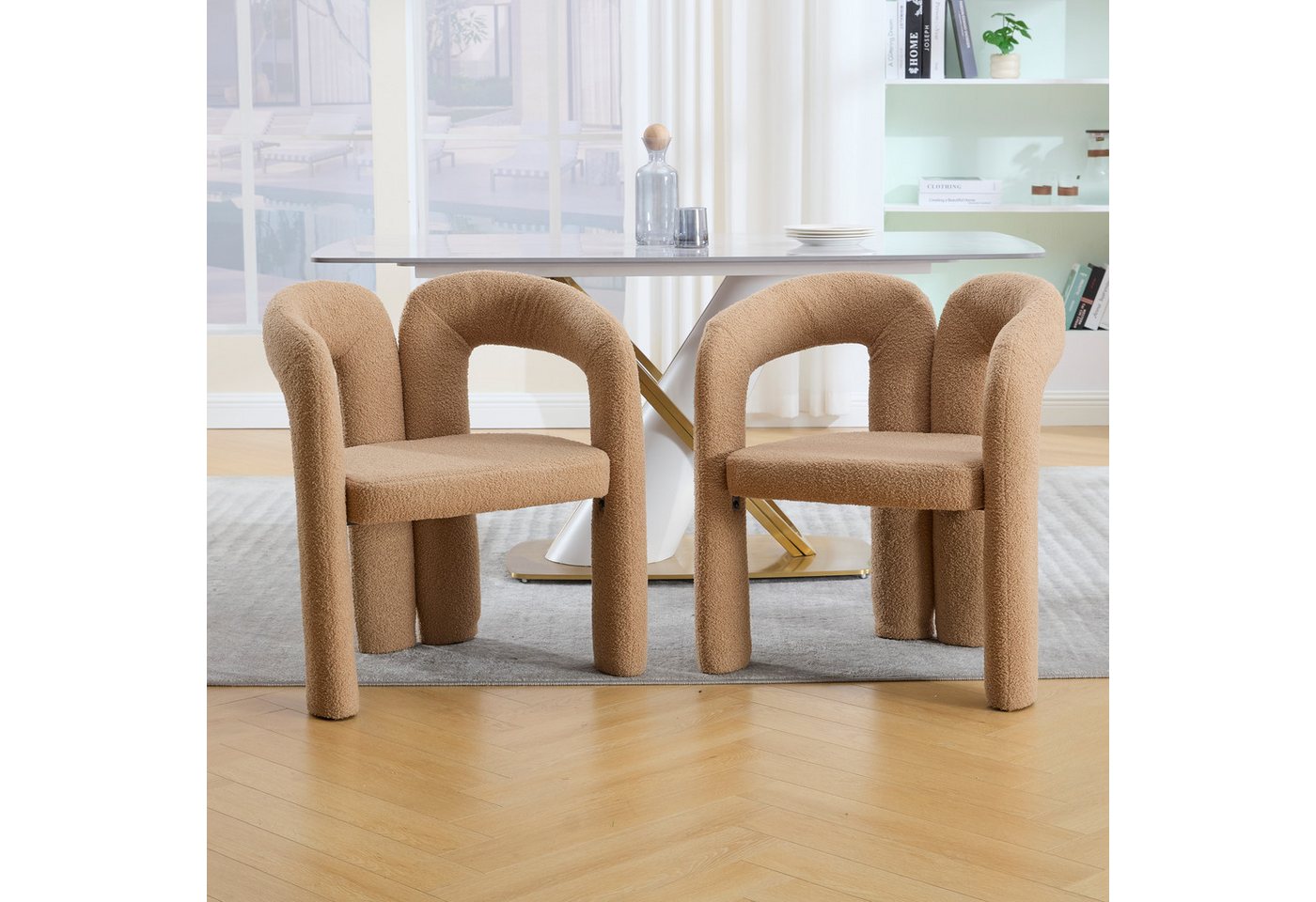 KLAM HOME Esszimmerstuhl Premium Ergonomie-Sessel mit Teddy-Flor mit Armlehne, 2 er Set, 2 St (Einzigartiges Design & optimale Rückenstütze), Wohnzimmer Küche Sessel, Perfekt für Wohnzimmer & Homeoffice von KLAM HOME