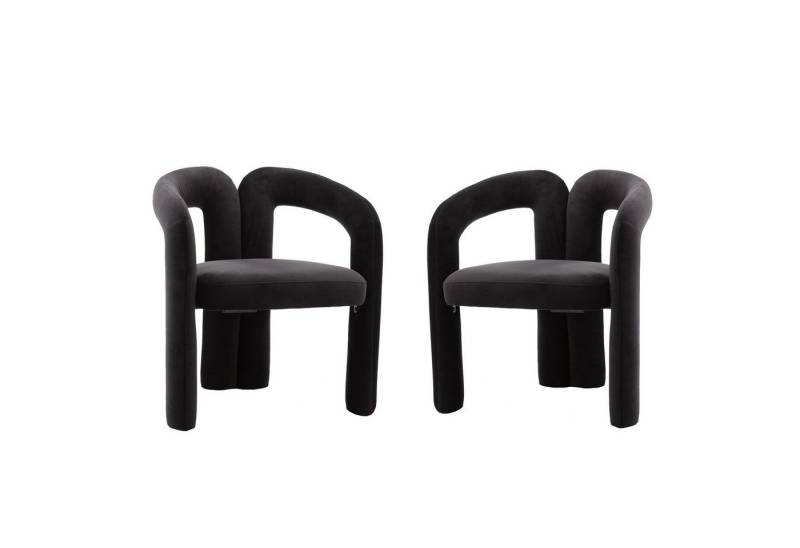 KLAM HOME Esszimmerstuhl Samt moderne Design Polsterstuhl mit Armlehne (gepolsterte dekorative Stühle/Esszimmerstühle 2er Set, 2 St), Wohnzimmer Küche Sessel 2-Stück/Satz Freizeitstühle von KLAM HOME