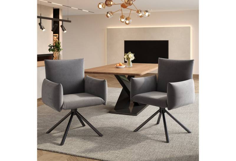 KLAM HOME Esszimmerstuhl Stuhlset Moderner 360° Drehstuhl (2 St), Wohnzimmer Schlafzimmerstuhl, Arbeits- und Schreibtischstuhl von KLAM HOME