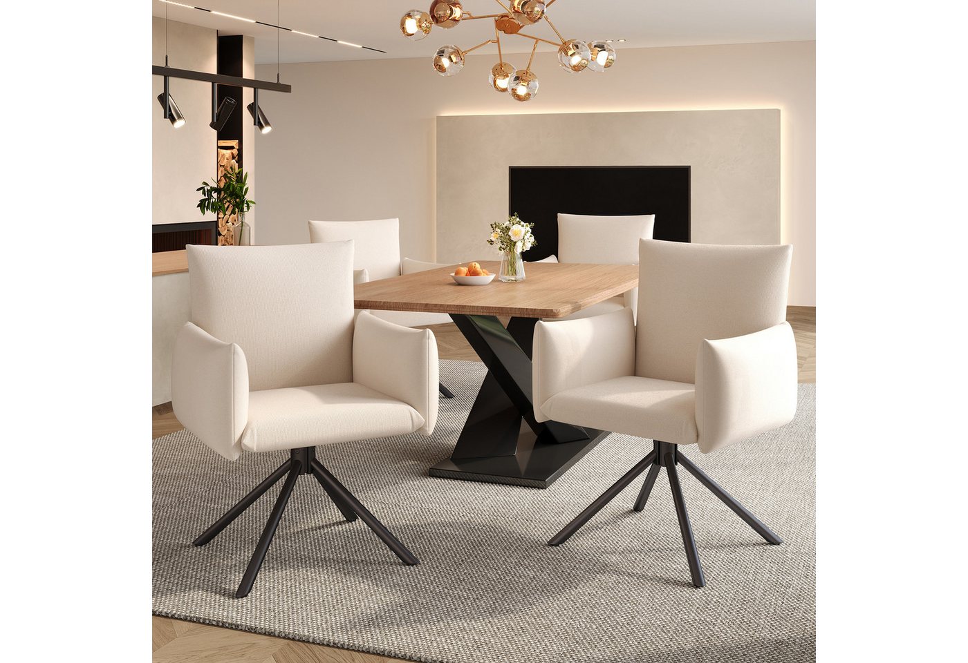 KLAM HOME Esszimmerstuhl Stuhlset Moderner 360° Drehstuhl (4 St), Wohnzimmer Schlafzimmerstuhl, Arbeits- und Schreibtischstuhl von KLAM HOME