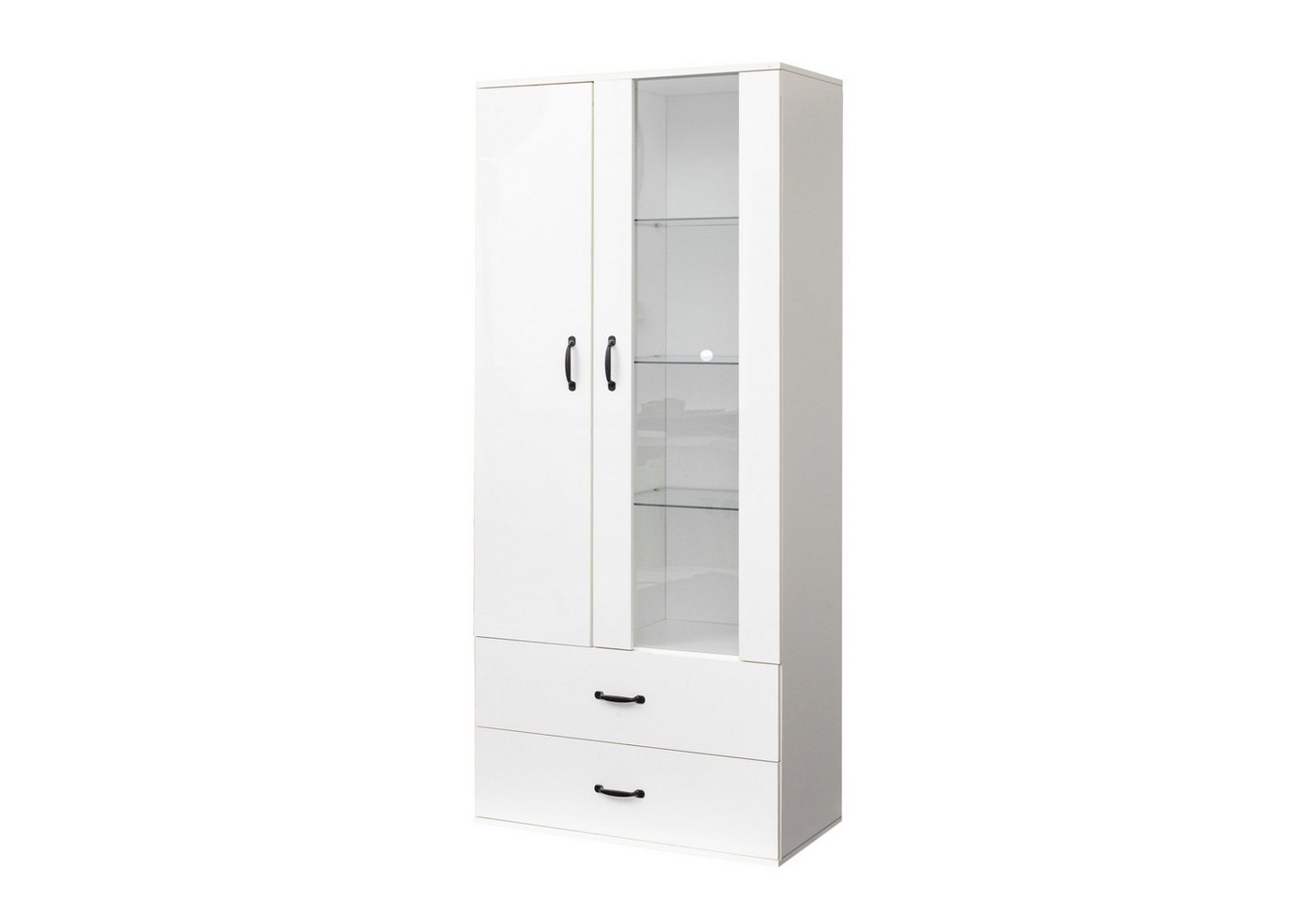 KLAM HOME Hochschrank Vitrine mit 16-farbiger LED-Beleuchtung Freistehender Buffetschrank 2-türige Standvitrine Hochregal mit transparenter Tür KLAM HOME Hochschrank Vitrine mit 16-farbiger LED-Beleuchtung Freistehender Buffetschrank 2-türige Standvitrine Hochregal mit transparenter Tür von KLAM HOME