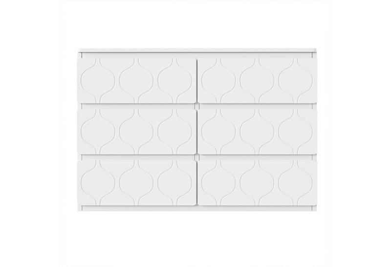 KLAM HOME Kommode Sideboard Flur Schrank 6 Schubladen Wellenmuster Stoßfestes Eckdesign, 110 B x 40 T x 72 H 6 Fächer für Wohnzimmer Bad und Schlafzimmer von KLAM HOME