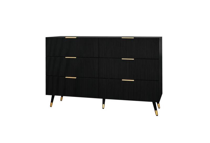 KLAM HOME Kommode Sideboard mit 6 Schubladen und Stauraum 120 L x 77 B x 40Hcm, geeignet für Esszimmer oder Wohnzimmer von KLAM HOME