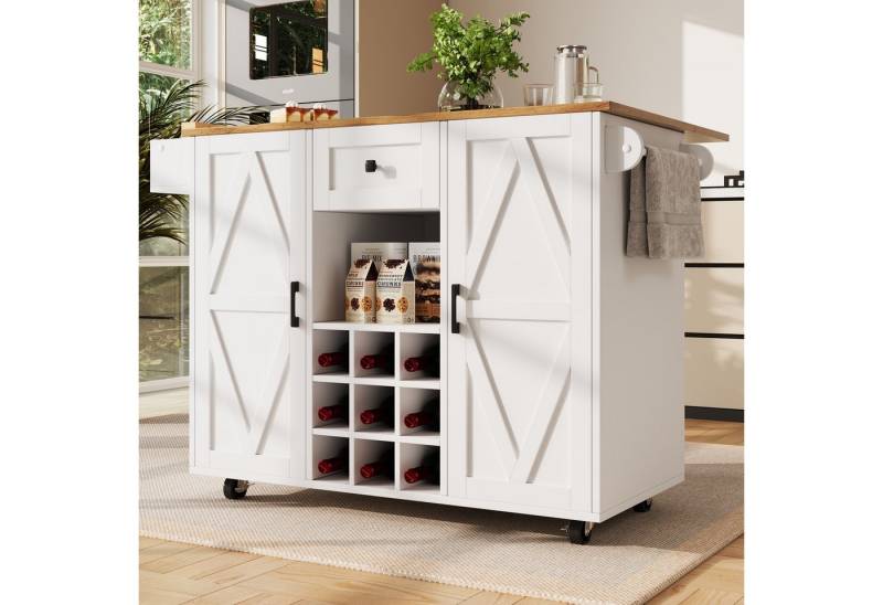 KLAM HOME Kücheninsel Küchenschrank mit Snackregalen und Stretchfunktionsschränken, für Esszimmer, Wohnzimmer, weiß KLAM HOME Kücheninsel Küchenschrank mit Snackregalen und Stretchfunktionsschränken, für Esszimmer, Wohnzimmer, weiß von KLAM HOME