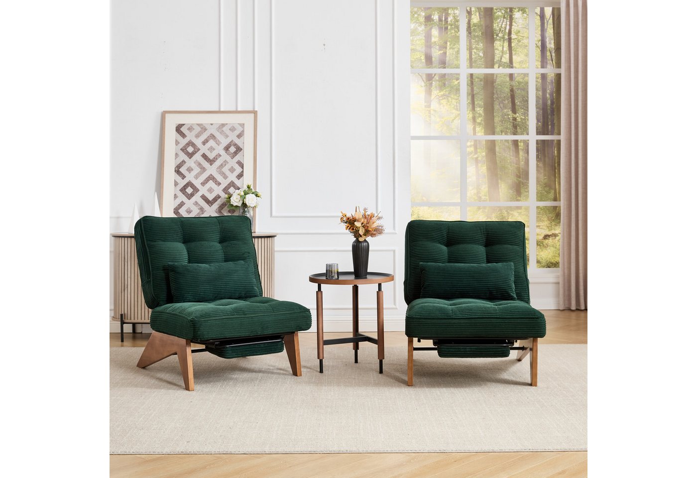 KLAM HOME Loungesessel Moderner Loungesessel mit verstellbarer Rückenlehne und Fußstütze (Ergonomischer Relaxsessel mit Massivholzbeinen), Inklusive Lendenkissen für Wohnzimmer und Homeoffice von KLAM HOME