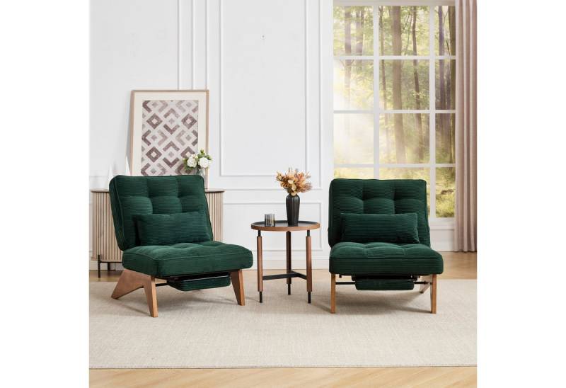 KLAM HOME Loungesessel Moderner Loungesessel mit verstellbarer Rückenlehne und Fußstütze (Ergonomischer Relaxsessel mit Massivholzbeinen), Inklusive Lendenkissen für Wohnzimmer und Homeoffice von KLAM HOME