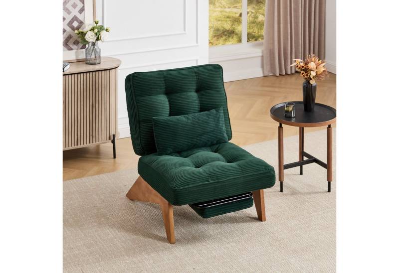 KLAM HOME Loungesessel Moderner Loungesessel mit verstellbarer Rückenlehne und Fußstütze (Ergonomischer Relaxsessel mit Massivholzbeinen), Inklusive Lendenkissen für Wohnzimmer und Homeoffice von KLAM HOME