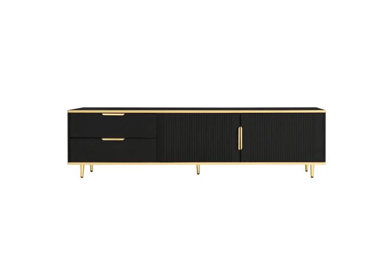 KLAM HOME Lowboard TV-Schrank hat eine Oberfläche mit Marmorstruktur 175*40*45cm (2 Türen 2 Schubladen), TV-Board Fernsehschrank Kommode für Wohnzimmer Schlafzimmer von KLAM HOME