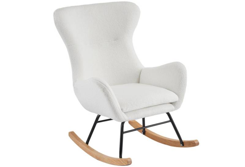 KLAM HOME Schaukelsessel Relaxsessel mit verstellbare Fußstütze (mit Rückenlehne und Armlehnen, Ergonomischer Loungesessel Freizeitstuhl bis 150 kg), Schaukelstuhl Schwingsessel mit Massivholz-Beine und Sitzkissen von KLAM HOME