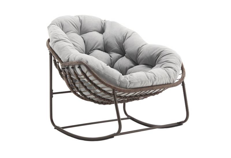 KLAM HOME Schaukelstuhl Rattanstuhl mit Stahlrahmen,bequemer Schaukelstuhl mit dickem Kissen (übergroßer Schaukelstuhl aus Korbgeflecht in Eierform für die Terrasse), Wohnzimmer/Schlafzimmer/Arbeitszimmer/Garten von KLAM HOME