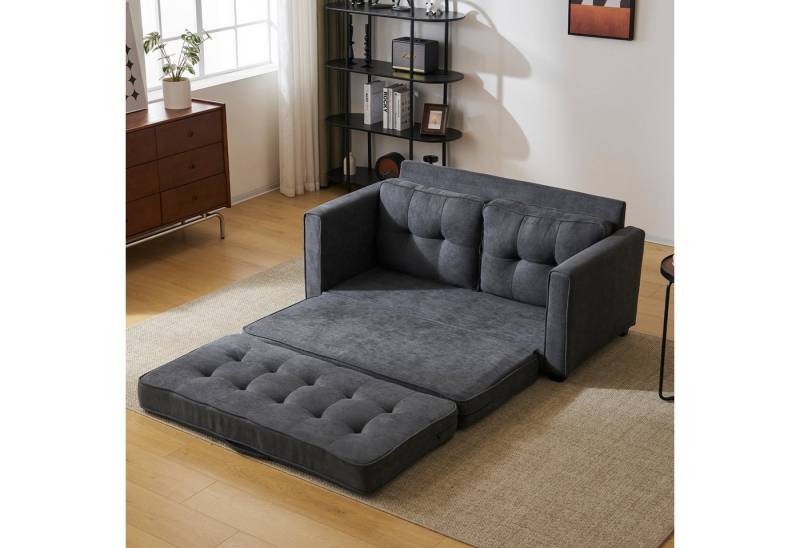 KLAM HOME Schlafsofa 2-Sitzer Klappbare Gästebettfunktion Doppelsofa mit Schlaffunktion, Gepolstertes Sofa mit Seitentaschen Bequeme Liegefläche: 127cm x169cm von KLAM HOME