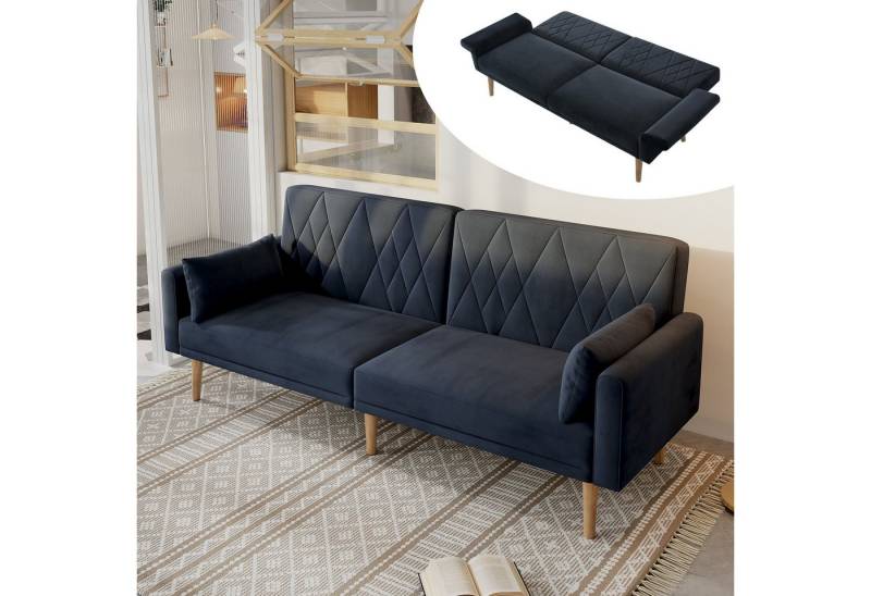 KLAM HOME Schlafsofa Kleines Sofa, 2-Sitzer Sofa, Schlafsofa, Schlafsofa mit Schlaffunktion, Schlafsofa aus Samtstoff, für Wohnzimmer, Schlafzimmer, Heimkino, Gästezimmer. von KLAM HOME