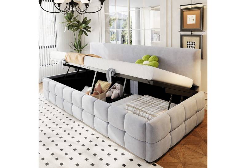 KLAM HOME Schlafsofa Modernes Schlafsofa Mit Hydraulischem Stauraum In Samt, 90x200cm Polsterbett Ohne Armlehnen Im Karo Design, Multifunktionales Einzelbett Als Sitz- Und Schlafmöbel KLAM HOME Schlafsofa Modernes Schlafsofa Mit Hydraulischem Stauraum In Samt, 90x200cm Polsterbett Ohne Armlehnen Im Karo Design, Multifunktionales Einzelbett Als Sitz- Und Schlafmöbel von KLAM HOME