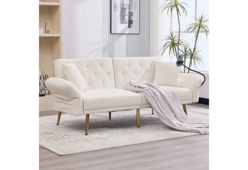 KLAM HOME Schlafsofa Multifunktionales 2 Personen Sofa Bett mit verstellbarer Rückenlehne, Praktische Ausstattung mit USB Anschlüssen und Handyhalter, Modernes Klappsofa mit Metallbeinen als Sitzmöbel und Gästebett von KLAM HOME